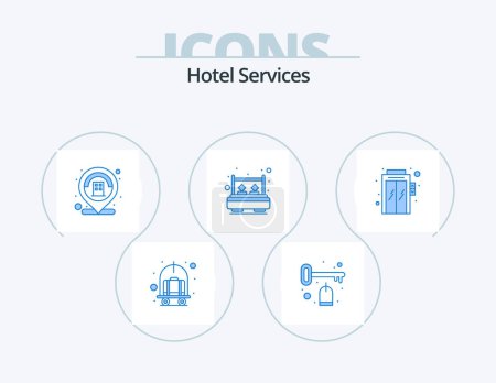 Illustration for Hotel Services Blue Icon Pack 5 Icon Design. passenger. elevator. building. rest. double - Royalty Free Image