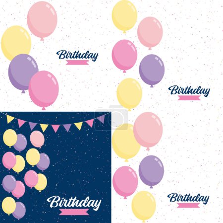Téléchargez les illustrations : ColorfulHappy Birthday announcement poster. flyer. and greeting card in a flat style vector illustration - en licence libre de droit
