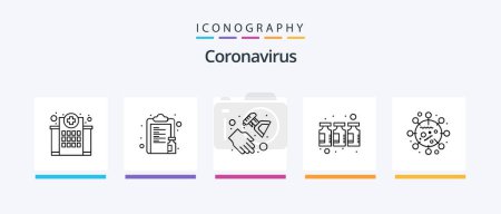 Téléchargez les illustrations : Coronavirus Line 5 Icon Pack Including staying. coronavirus. vaccine. building. type. Creative Icons Design - en licence libre de droit