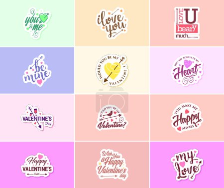 Ilustración de Valentine's Day: A Time for Passion and Beautiful Designs Stickers - Imagen libre de derechos