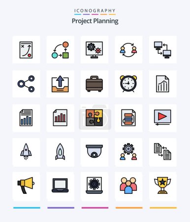 Illustration for Creative Project Planing 25 Line FIlled icon pack  Such As mobile. computer. screen. user. replace - Royalty Free Image