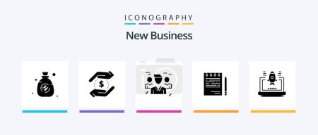 Ilustración de New Business Glyph 5 Icon Pack Including competitive . money. protection. group. Creative Icons Design - Imagen libre de derechos