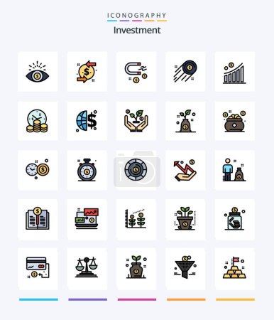 Téléchargez les illustrations : Creative Investment 25 Line FIlled icon pack  Such As money. business. business. investment. dollar coin - en licence libre de droit