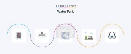 Ilustración de Water Park Flat 5 Icon Pack Including romance. fountain. location. glasses. park - Imagen libre de derechos