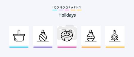 Téléchargez les illustrations : Holidays Line 5 Icon Pack Including . star. holiday. holiday. christmas. Creative Icons Design - en licence libre de droit