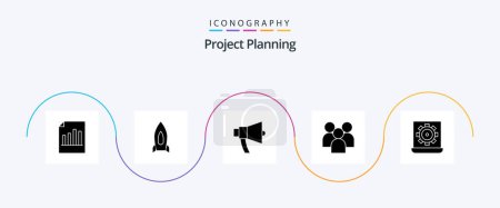 Téléchargez les illustrations : Project Planing Glyph 5 Icon Pack Including management. employee. startup. speaker. loud - en licence libre de droit