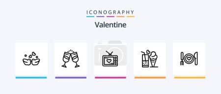 Téléchargez les illustrations : Valentine Line 5 Icon Pack Including love chat. chat. ducks. mobile. propose. Creative Icons Design - en licence libre de droit