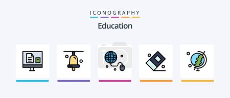Téléchargez les illustrations : Education Line Filled 5 Icon Pack Including education. blackboard. study. book. Creative Icons Design - en licence libre de droit