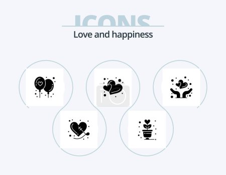 Illustration for Love Glyph Icon Pack 5 Icon Design. medical. insurance. affection. two. love - Royalty Free Image