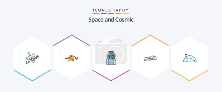 Ilustración de Space 25 FilledLine icon pack including space. helmet. universe. spaceman. astronaut - Imagen libre de derechos