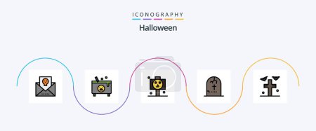 Illustration for Halloween Line Filled Flat 5 Icon Pack Including horror. grave. halloween. death. horror - Royalty Free Image
