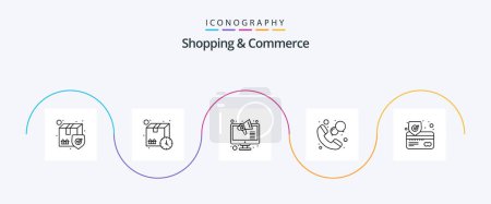 Ilustración de Shopping And Commerce Line 5 Icon Pack Including payment. shopping. marketing. shop. call - Imagen libre de derechos
