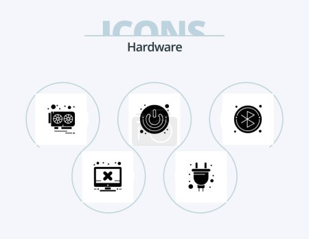 Illustration for Hardware Glyph Icon Pack 5 Icon Design. bluetooth. shutdown. card. power button. on off - Royalty Free Image