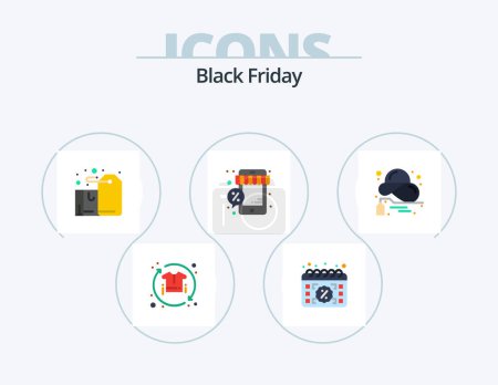 Ilustración de Black Friday Flat Icon Pack 5 Icon Design. sale. discount. day. present. gift - Imagen libre de derechos