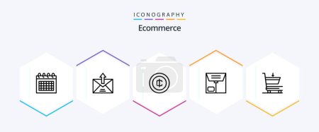 Illustration for Ecommerce 25 Line icon pack including shopping. cart. cash. package. commerce - Royalty Free Image