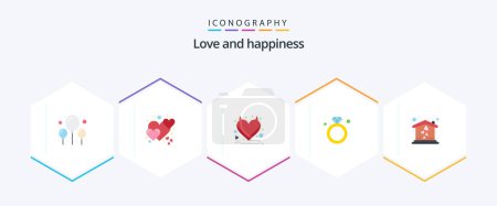 Ilustración de Love 25 Flat icon pack including . love. heart. home. ring - Imagen libre de derechos