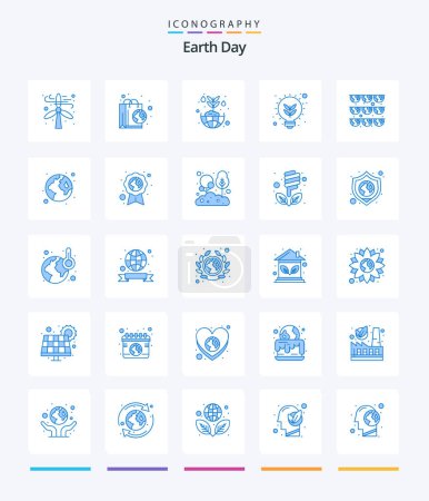 Illustration for Creative Earth Day 25 Blue icon pack  Such As earth. light bulb. environmental protection. idea. global - Royalty Free Image
