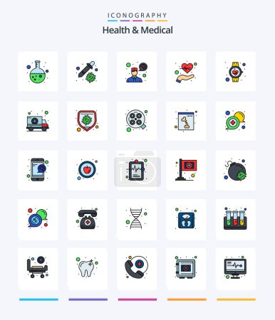 Ilustración de Creative Health And Medical 25 Line FIlled icon pack  Such As healthcare. pulses. ask a doctor. life. care - Imagen libre de derechos
