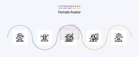 Illustration for Female Avatar Line 5 Icon Pack Including p. baseball p. business. baseball. pharmacy - Royalty Free Image