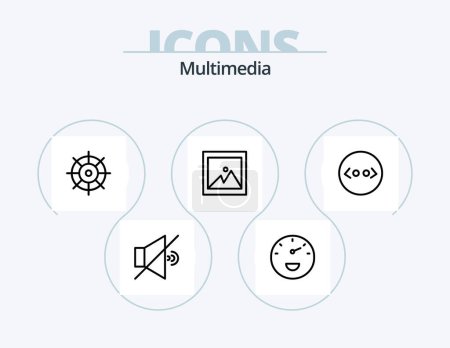 Téléchargez les illustrations : Multimedia Line Icon Pack 5 Icon Design. . html. . strip - en licence libre de droit