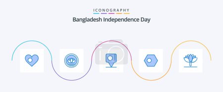 Illustration for Bangladesh Independence Day Blue 5 Icon Pack Including flag. bangladesh. coins. bangla. bangla - Royalty Free Image
