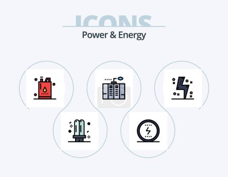 Ilustración de Power And Energy Line Filled Icon Pack 5 Icon Design. power. gas. power. energy. power - Imagen libre de derechos