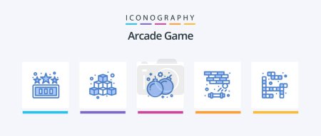 Ilustración de Arcade Blue 5 Icon Pack Including tetris. game. play. breaker. play. Creative Icons Design - Imagen libre de derechos