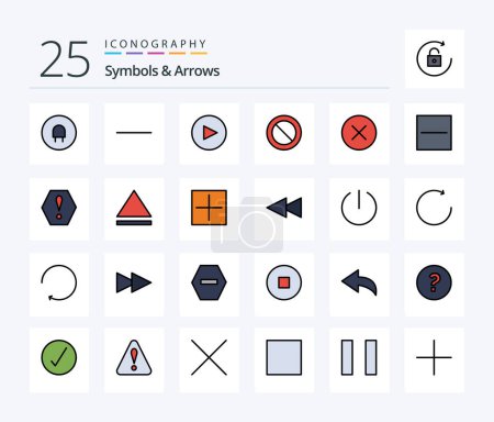 Ilustración de Symbols & Arrows 25 Line Filled icon pack including error. hide. cancel. delete. hide - Imagen libre de derechos