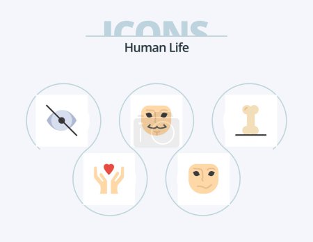 Téléchargez les illustrations : Human Flat Icon Pack 5 Icon Design. human. anatomy. face. mask. anonymous - en licence libre de droit