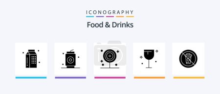 Ilustración de Food and Drinks Glyph 5 Icon Pack Including and. glass. food. food. lollipop. Creative Icons Design - Imagen libre de derechos