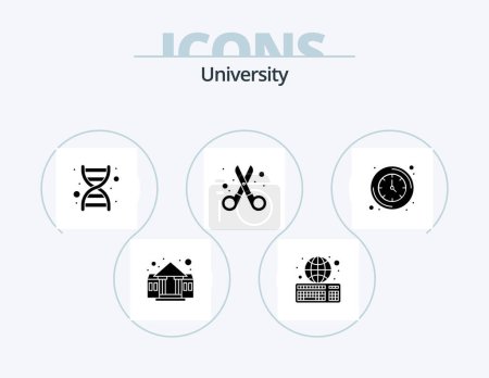 Illustration for University Glyph Icon Pack 5 Icon Design. time. stationary. dna. cutting. scissor - Royalty Free Image