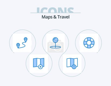 Téléchargez les illustrations : Maps and Travel Blue Icon Pack 5 Icon Design. . route. . help - en licence libre de droit