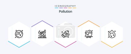 Illustration for Pollution 25 Line icon pack including . waste. plastic. pollution. trash - Royalty Free Image