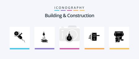 Téléchargez les illustrations : Building And Construction Glyph 5 Icon Pack Including handle. lock. harbor. suggestion. idea. Creative Icons Design - en licence libre de droit