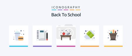 Illustration for Back To School Flat 5 Icon Pack Including business. education. writing. back to school. education. Creative Icons Design - Royalty Free Image