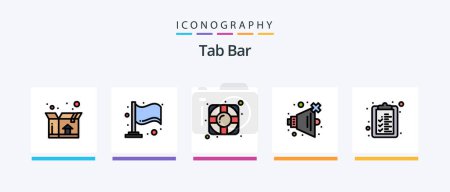 Téléchargez les illustrations : Tab Bar Line Filled 5 Icon Pack Including watch. setting. table. gear. shopping. Creative Icons Design - en licence libre de droit