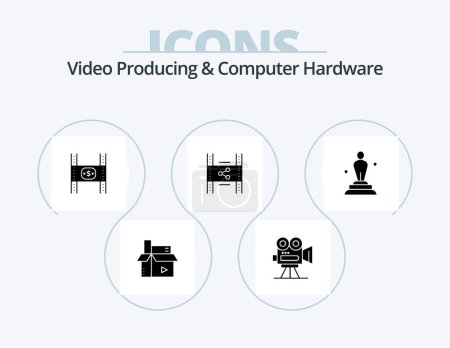 Illustration for Video Producing And Computer Hardware Glyph Icon Pack 5 Icon Design. movie. distribution. movie. movie. film - Royalty Free Image