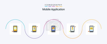 Illustration for Mobile Application Flat 5 Icon Pack Including application. ui. app. interface. app - Royalty Free Image