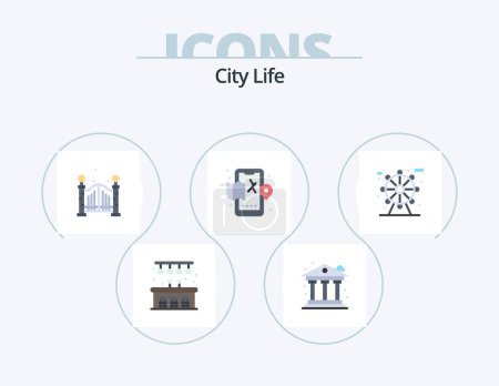 Illustration for City Life Flat Icon Pack 5 Icon Design. . life. life. city. life - Royalty Free Image