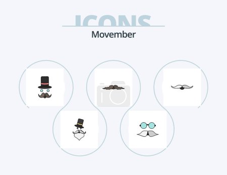 Illustration for Movember Line Filled Icon Pack 5 Icon Design. movember. moustache. male. men. movember - Royalty Free Image