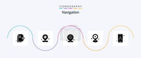 Illustration for Navigation Glyph 5 Icon Pack Including mobile. gps. add. marker. favorite - Royalty Free Image