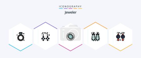 Illustration for Jewellery 25 FilledLine icon pack including gems. jewel. fashion. gems. luxury - Royalty Free Image