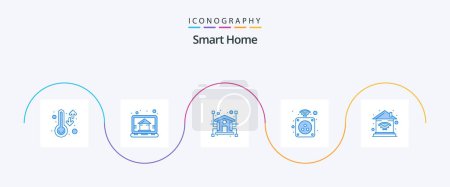 Téléchargez les illustrations : Smart Home Blue 5 Icon Pack Including home. plug. automation. home. electricity - en licence libre de droit