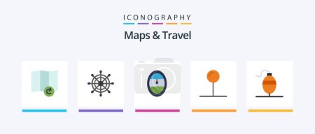 Illustration for Maps and Travel Flat 5 Icon Pack Including . coordinate. fish. Creative Icons Design - Royalty Free Image