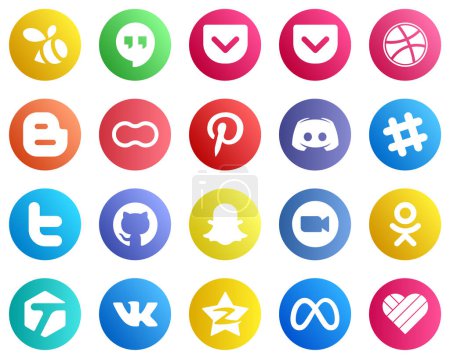 Téléchargez les illustrations : 20 Essential Social Media Icons such as github. twitter. women. spotify and text icons. Fully editable and professional - en licence libre de droit