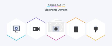 Illustration for Devices 25 Flat icon pack including . storage. frame. file. power - Royalty Free Image