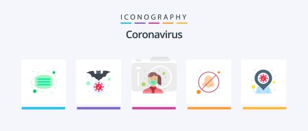 Ilustración de Coronavirus Flat 5 Icon Pack Including avoid. nose. virus. breathe. safety. Creative Icons Design - Imagen libre de derechos