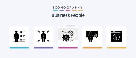 Illustration for Business People Glyph 5 Icon Pack Including presentation. chart. human. board. teamwork. Creative Icons Design - Royalty Free Image