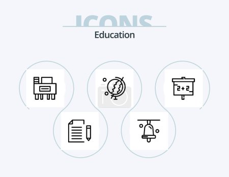 Téléchargez les illustrations : Education Line Icon Pack 5 Icon Design. education. education. blackboard - en licence libre de droit