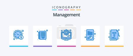 Illustration for Management Blue 5 Icon Pack Including optimization. file. management. document. report. Creative Icons Design - Royalty Free Image